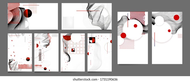 Poster design Japanese style templates set invitations to lines abstract background for book cover. White background template stock vector illustration