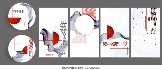 Poster design Japanese style templates set invitations to lines abstract background for book cover texture brochure