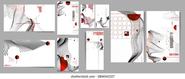 Poster design Japanese style templates set invitations to lines abstract background for book cover