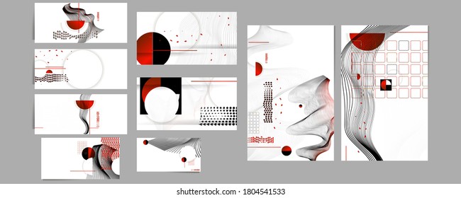 Poster design Japanese style templates set invitations to lines abstract background for book cover