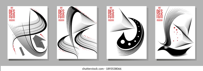 Poster design Japanese style templates set invitations to lines abstract background for book cover texture brochure. Stock vector illustration eps 10