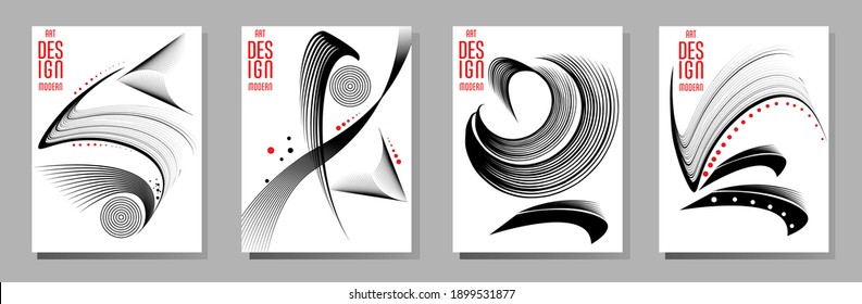 Poster design Japanese style templates set invitations to lines abstract background for book cover texture brochure. Stock vector illustration eps 10