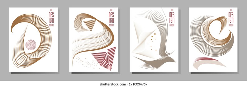 Poster design Japanese style templates set invitations to lines abstract background for book cover texture brochure. Stock vector illustration eps 10