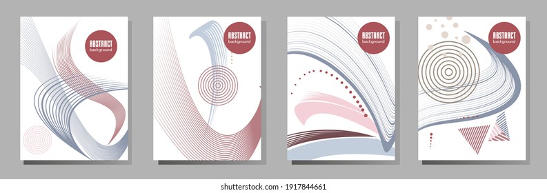 Poster design Japanese style templates set invitations to lines abstract background for book cover texture brochure. Stock vector illustration eps 10