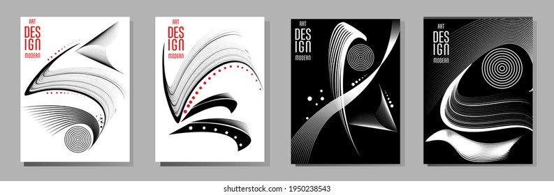 Poster design Japanese style templates set invitations to lines abstract background for book cover texture brochure. Stock vector illustration eps 10