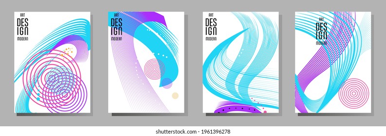 Poster design Japanese style templates set invitations to lines abstract background for book cover texture brochure. Stock vector illustration eps 10