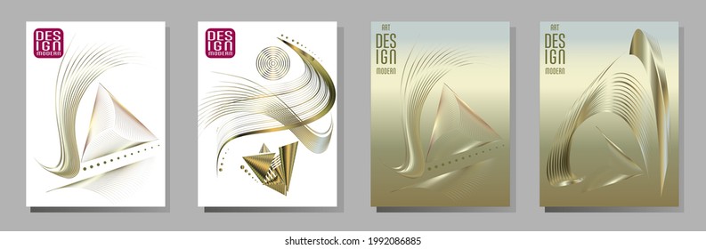 Poster design Japanese style templates set invitations to lines abstract background for book cover texture brochure. Stock vector illustration eps 10