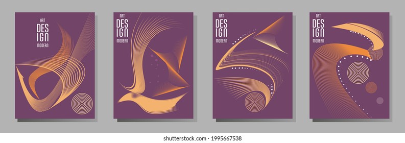 Poster design Japanese style templates set invitations to lines abstract background for book cover texture brochure. Stock vector illustration eps 10