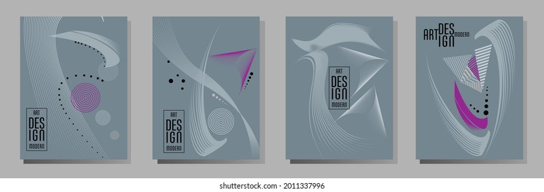 Poster design Japanese style templates set invitations to lines abstract background for book cover texture brochure. Stock vector illustration eps 10