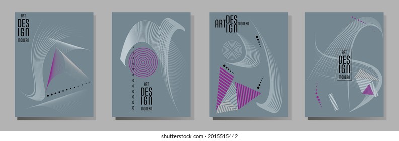 Poster design Japanese style templates set invitations to lines abstract background for book cover texture brochure. Stock vector illustration eps 10