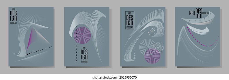 Poster design Japanese style templates set invitations to lines abstract background for book cover texture brochure. Stock vector illustration eps 10
