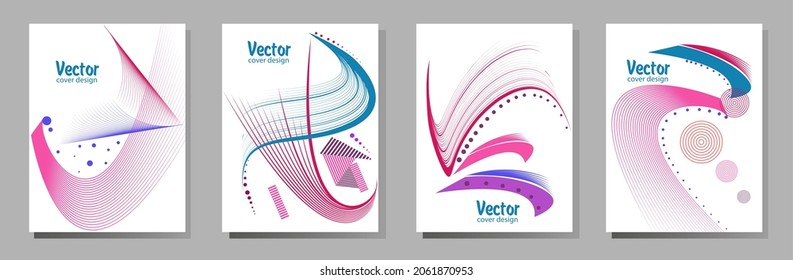 Poster design Japanese style templates set invitations to lines abstract background for book cover texture brochure. Stock vector illustration eps 10