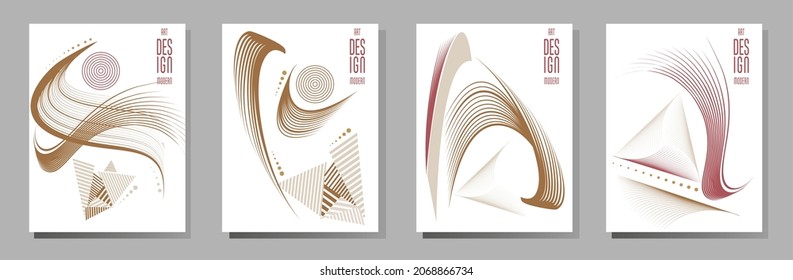 Poster design Japanese style templates set invitations to lines abstract background for book cover texture brochure. Stock vector illustration eps 10