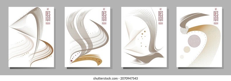 Poster design Japanese style templates set invitations to lines abstract background for book cover texture brochure. Stock vector illustration eps 10