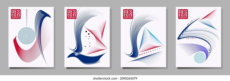 Poster design Japanese style templates set invitations to lines abstract background for book cover texture brochure. Stock vector illustration eps 10