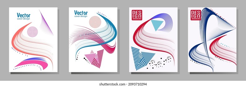 Poster design Japanese style templates set invitations to lines abstract background for book cover texture brochure. Stock vector illustration eps 10