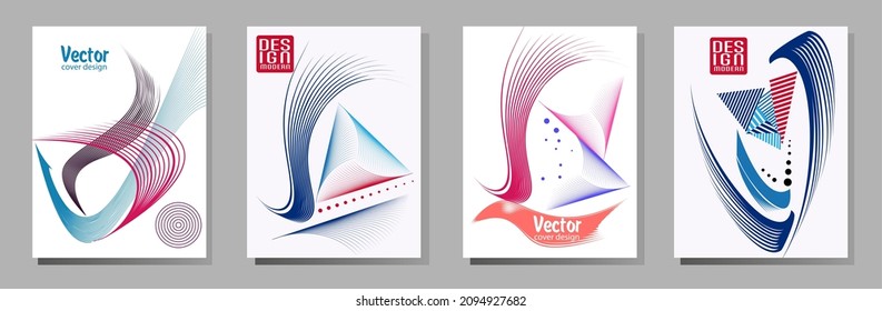 Poster design Japanese style templates set invitations to lines abstract background for book cover texture brochure. Stock vector illustration eps 10