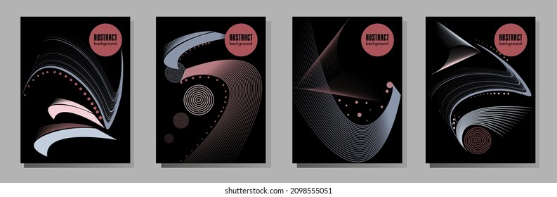 Poster design Japanese style templates set invitations to lines abstract background for book cover texture brochure. Stock vector illustration eps 10