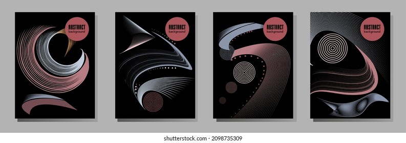 Poster design Japanese style templates set invitations to lines abstract background for book cover texture brochure. Stock vector illustration eps 10