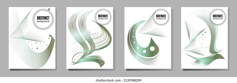 Poster design Japanese style templates set invitations to lines abstract background for book cover texture brochure. Stock vector illustration eps 10
