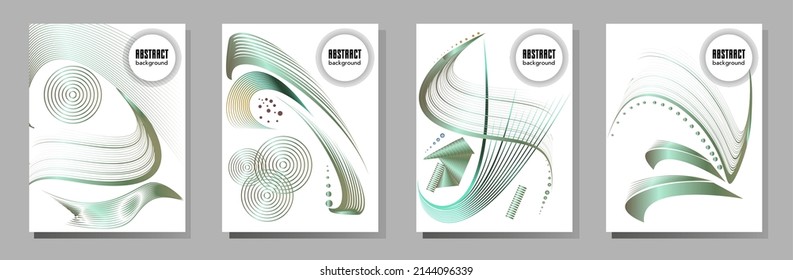 Poster design Japanese style templates set invitations to lines abstract background for book cover texture brochure. Stock vector illustration eps 10
