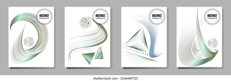 Poster design Japanese style templates set invitations to lines abstract background for book cover texture brochure. Stock vector illustration eps 10
