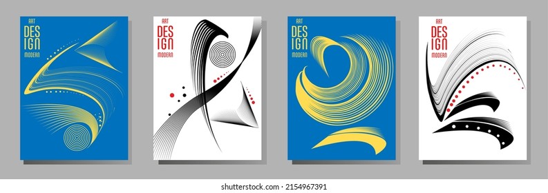 Poster design Japanese style templates set invitations to lines abstract background for book cover texture brochure. Stock vector illustration eps 10
