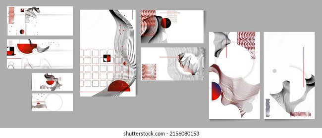 Poster design Japanese style templates set invitations to lines abstract background for book cover texture brochure