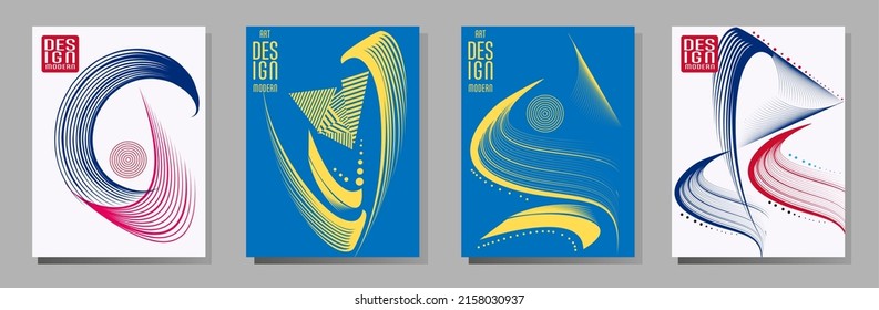 Poster design Japanese style templates set invitations to lines abstract background for book cover texture brochure. Stock vector illustration eps 10
