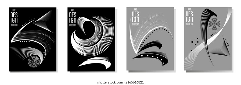 Poster design Japanese style templates set invitations to lines abstract background for book cover texture brochure. Stock vector illustration eps 10