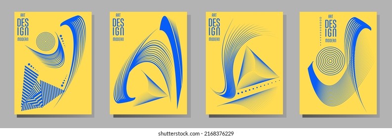 Poster design Japanese style templates set invitations to lines abstract background for book cover texture brochure. Stock vector illustration eps 10
