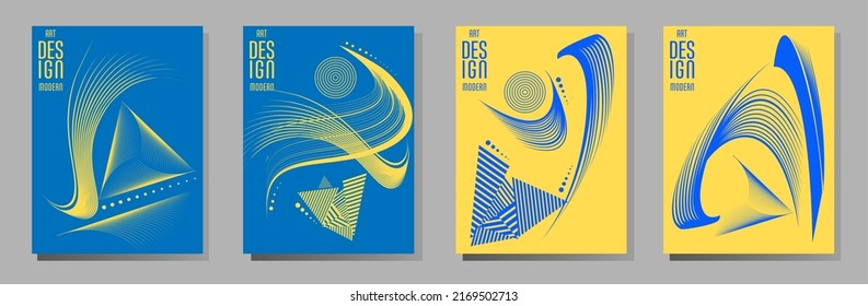 Poster design Japanese style templates set invitations to lines abstract background for book cover texture brochure. Stock vector illustration eps 10
