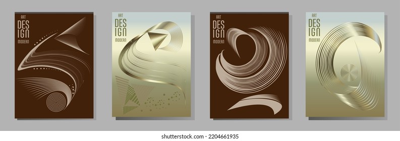 Poster design Japanese style templates set invitations to lines abstract background for book cover texture brochure. Stock vector illustration eps 10
