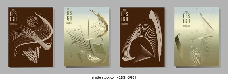 Poster design Japanese style templates set invitations to lines abstract background for book cover texture brochure. Stock vector illustration eps 10
