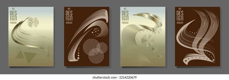 Poster design Japanese style templates set invitations to lines abstract background for book cover texture brochure. Stock vector illustration eps 10
