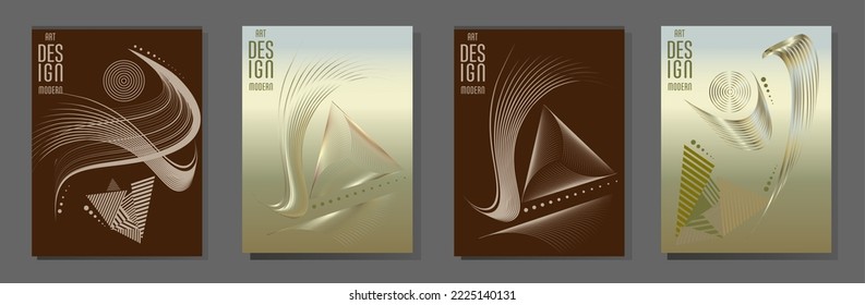 Poster design Japanese style templates set invitations to lines abstract background for book cover texture brochure. Stock vector illustration eps 10
