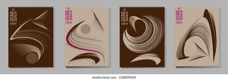 Poster design Japanese style templates set invitations to lines abstract background for book cover texture brochure. Stock vector illustration eps 10