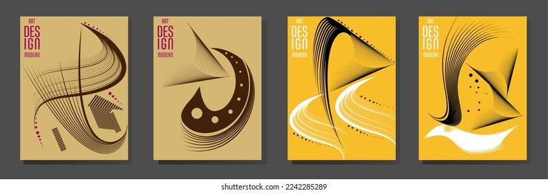 Poster design Japanese style templates set invitations to lines abstract background for book cover texture brochure. Stock vector illustration eps 10
