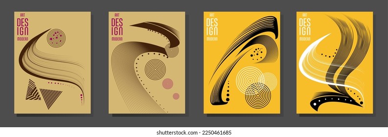 Poster design Japanese style templates set invitations to lines abstract background for book cover texture brochure. Stock vector illustration eps 10
