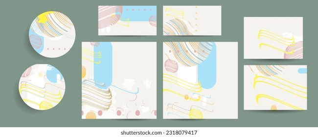 Poster design Japanese style templates set invitations to lines abstract background for book cover texture brochure