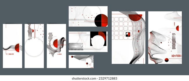 Poster design Japanese style templates set invitations to lines abstract background for book cover texture brochure