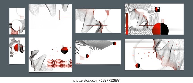 Poster design Japanese style templates set invitations to lines abstract background for book cover texture brochure