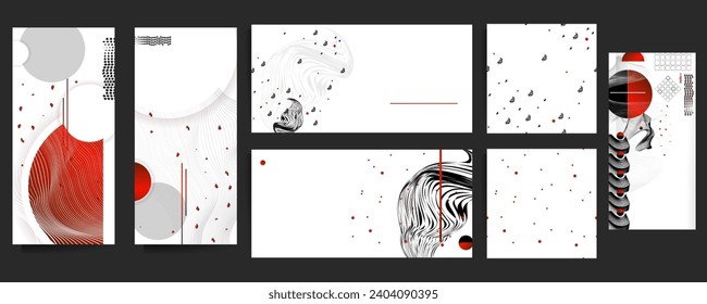 Poster design Japanese style templates set invitations to lines abstract background for book cover texture brochure