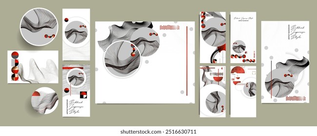 Poster design Japanese style templates set invitations to lines abstract background for book cover texture brochure