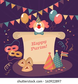 Poster design for Jewish holiday Purim. Vector illustration