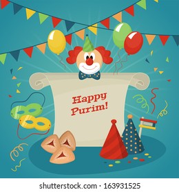 Poster design for Jewish holiday Purim. Vector illustration