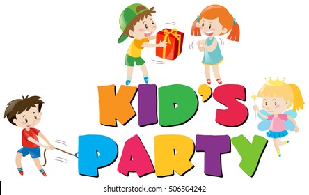 Poster design with kids at party