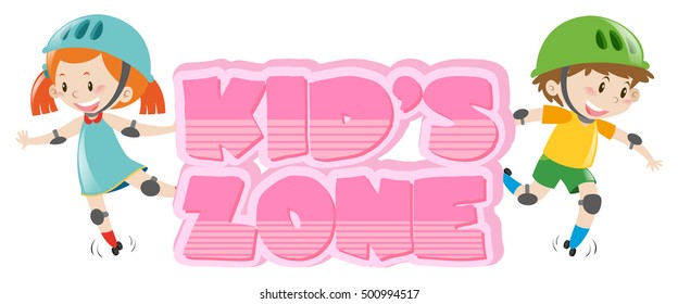 Poster design with kids skating illustration