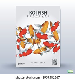 Poster design. Koi fish festival, with a colorful fish background.