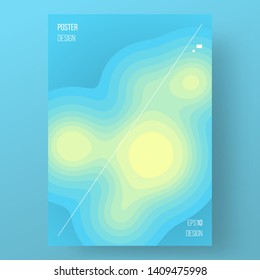 Poster design. Liquid abstract shapes. Fluid waves illustration. Blue and yellow form. Modern vector background. Paper cut. Eps10.